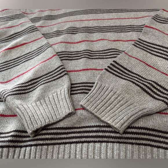 Basic Editions Gray and Black Striped Crewneck Sweater - Picture 4 of 4